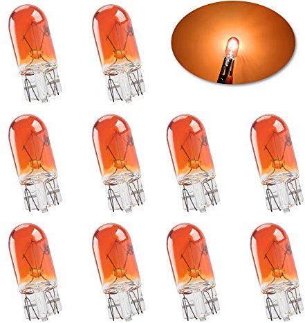 Miniatura estándar T10 W5W Bombillas halógenas ámbar brillante 194 168 501 Luces de circulación diurna Fabricante lateral Luz del tablero de instrumentos Cola de freno Bombillas antiniebla-10PCS
