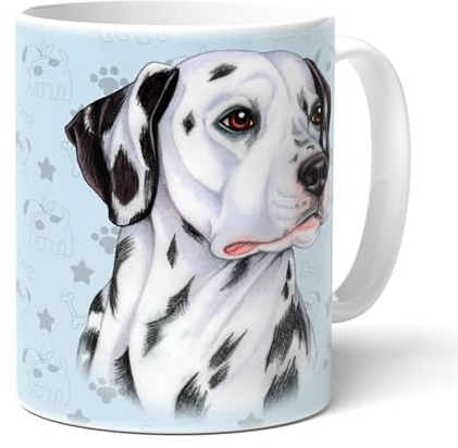 DALMATINER - Tasse aus hochwertiger Keramik. Becher mit passenden Text. Kaffeebecher mit Dalmatiner Zeichnung. Teetasse. Häferl mit Henkel. Praktisches Geschenk für alle Hunden Liebhaber.