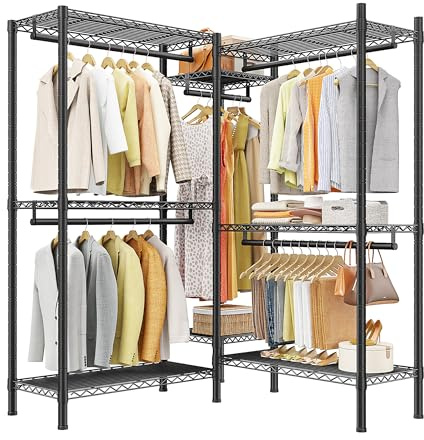 Raybee Clothes Rack, L Shaped Portable Closets for Hanging Clothes, 900LBS