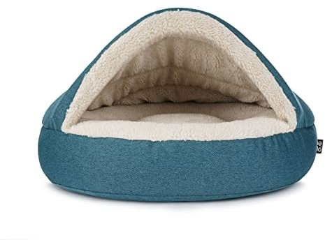 Mypado Shell Mono Hundehöhle mit Strukturstoff - die Kuschel Oase für den Hund Größe XL, Füllung Visco-Schaumstoff, Türkis