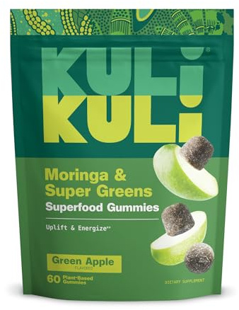 Kuli Kuli Super Energy Gummies, Moringa & Super Greens, Caffeine-Free, 60ct