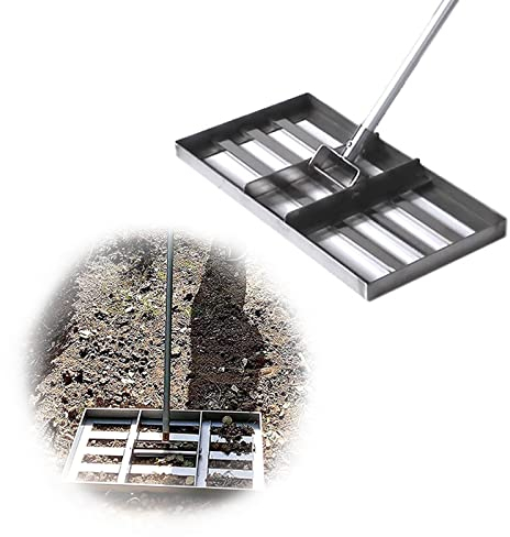 ATRNA Rasenrakel Edelstahl, Golf Garden Grass Level Rasenniveau Rake Rasen Rasen Push Levelawn Für Haus Garten Yard Golf Dirt Sand Top Dressing-Silver