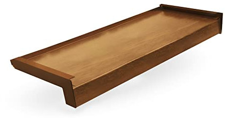 Seiletech.de Alféizar de ventana de acero + lámina adhesiva de PVC | 80 cm | roble dorado RAL 8003 | profundidad 35 cm | resistente a la intemperie | incluye tapas de aluminio | alféizar de ventana |