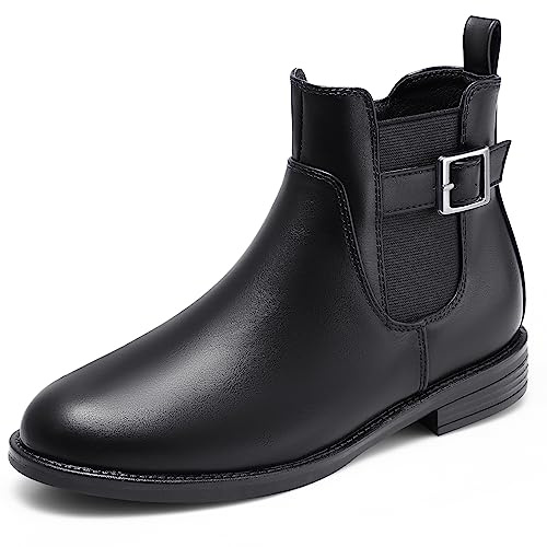 Harvest Land Womens Boots Ladies Comfortable Chelsea Boots Ankle Boots Stylish Classic Shoes side zip for Adults Zip Black1 UK7