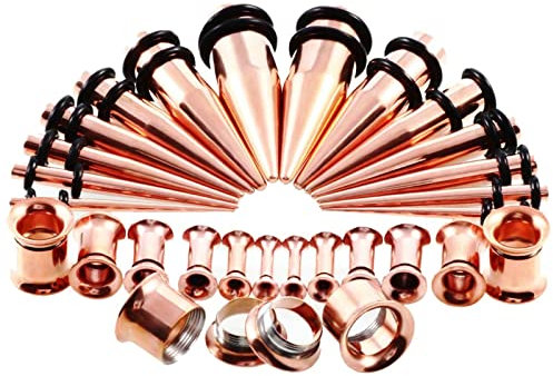 Gualiy 28 STK Ohr Plug Stahl, Flesh Ohr Tunnel 2-10mm Kegel und Double Flared Reifen Flesh Tunnel Set
