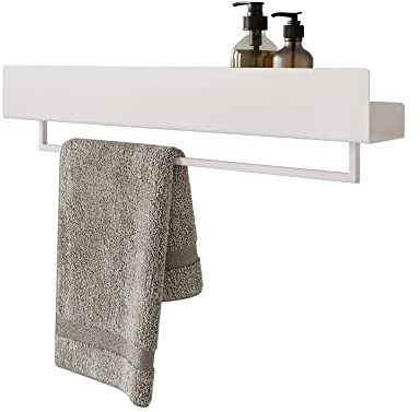 DABSTORY Portasciugamani con ripiano, 60 cm, in acciaio inox, montaggio a parete, per bagno e cucina, accessori da bagno VASCA (bianco, 60 cm)