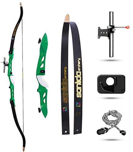 ZSHJGJR Recurvebogen Sportbogen Bogenschießen 16-40lbs 66 68 70 Zoll Takedown Recurve Bogen Junge Bogen und Pfeil Sportliche Recurvebögen Erwachsene Langbogen (70-34lbs, Grün)
