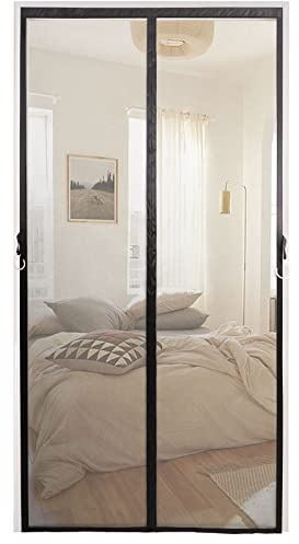 Timizi Moustiquaire Porte Fenetre 160x260cm, sans Percer Rideau Anti Mouche Porte Fixation Aimantée, Laisse Passer l'Air Frais. - Noir