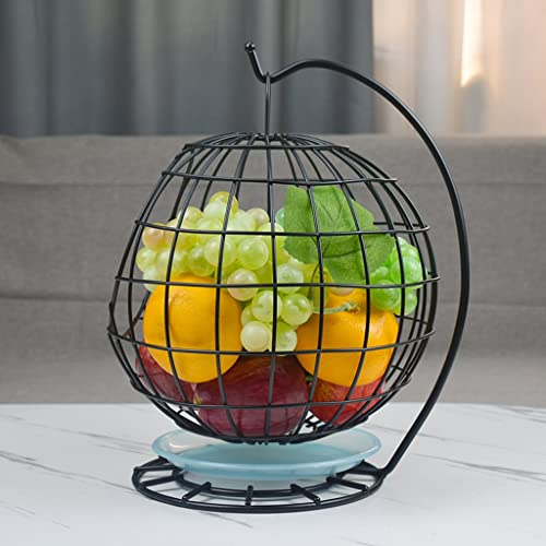 YOOPKA Fruit Bowl Fruit Basket Fruit Bowl, Iron Arts Fruit Storage Baskets Banana Hanger For Kitchen Counter, Countertop, Home Decor, Table Decorative Fruit Baskets For Kitchens (Color : Black)