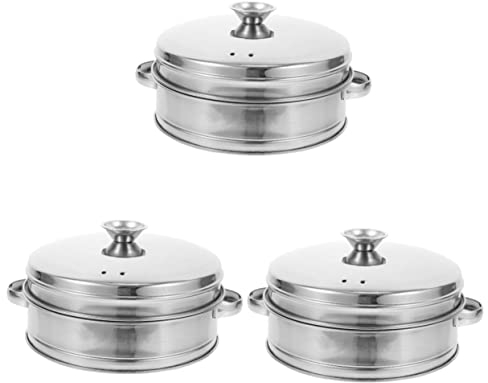 OQHAIR 3 Ensembles de paniers de Fruits de mer en Acier Sum Meat Insert Seafood Basket Dumpling of Gadget Kitchen Lidded Cooker Food Rack Légumes Lidded Cooker Tool and Dim Cooking Pan Po