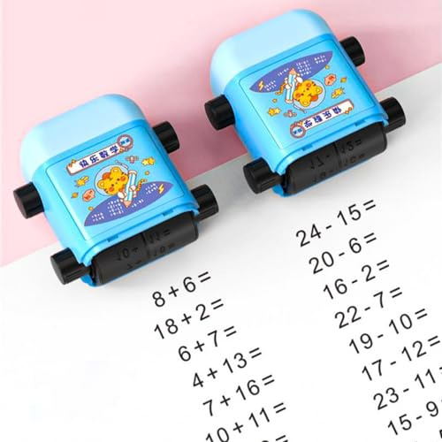 CENPEK Rodillo 4 en 1 Sello de enseñanza Digital Sello de Problema de matemáticas Inteligente Rodillo Sello Educativo de matemáticas Reutilizable (Blanco + Azul)