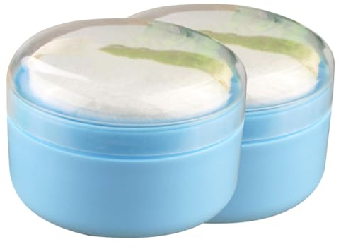 Abaodam 2stücke Aufbewahrungsbox Blau Für Babypuder Puderbehälter Mit Quaste Aus Hochwertigem Material Einfache Anwendung Sicher Für Neugeborene