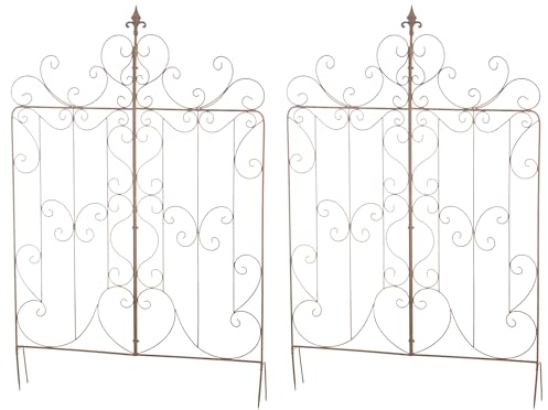 CLP Jeu de 2 Treillis Mandevilla en Fer I Clôture de Style Rustique I Clôture pour Le Jardin, Couleur:Marron Antique