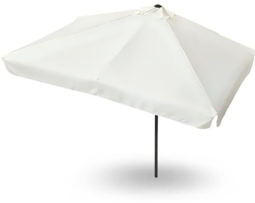 habeig Halbrunder/Rechteckiger Wandschirm für Balkon oder Terrasse, 228x255 cm, Polyester, Aluminium (62469 Beige)
