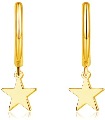 Zolkamery Creolen Ohrringe Silber Hängend für Damen, 925 Sterling Silber Creolen Ohrhänger mit Zirkonia, Hypoallergen Hängeohrringe mit Stern Kreuz Perlen Anhänger, Kreolen Ohrringe mit Geschenkbox