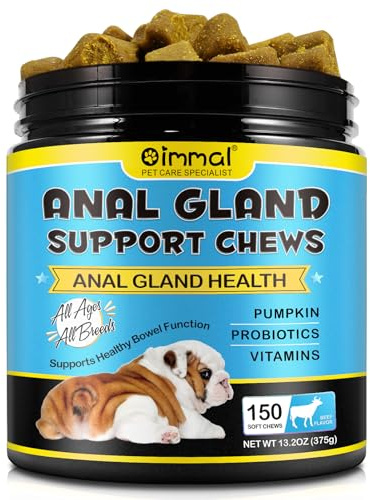 Anal Gland Soft Chews for Dogs, 150PCs Dog Anal Gland Chews with Pumpkin, Digestive Enzyme & Probiotics Support Healthy Bowel Function - Fibre Supplements Soft Chews for Dogs - 13.2oz / Beef Flavor