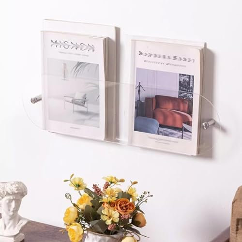Zeitungsständer, Acryl-Magazin-Wandregal, Klarer Prospekthalter Ständer Zeitschriften Wandhalter Dokumentenhalter Wandregal Acryl Zeitungsständer für Wandanwendung (Color : Clear, Size : 100cm/39.3