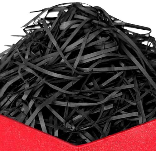 Papier Déchiqueté de 200 g, Panier De Remplissage Cadeau, Raffia Remplissage Papier pour Boîtes Cadeaux, Paniers et Carton, Offre une Bonne Protection et Décoration pour Cadeaux, Noir
