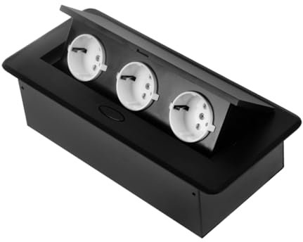 Yardenfun Multimedia Steckdosen Anschlussbox Pop up Steckdose Rund 3 EU Steckdosen Schwarz Für Konferenzraum Desktop