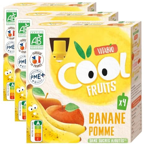 Vitabio Cool Fruits - Gourdes Pomme Banane - 4x90g - BIO (Lot de 3)