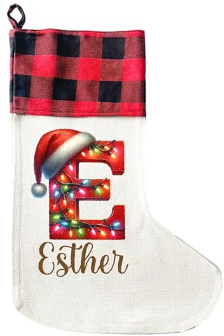 LIEBTASTISCH Chaussettes de Noël personnalisées - 40 cm x 30 cm - Chaussettes de Noël pour la Saint-Nicolas ou Noël - À remplir - Sac cadeau - Botte de Père Noël à suspendre, Lettre 2, M