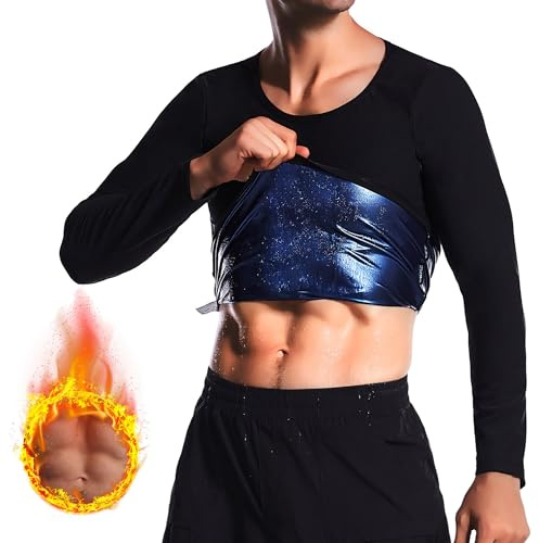 Weyot Tuta Dimagrante Uomo, Maglia Sauna Uomo, Fitness Sudorazione Body Shaper, Tuta per Sudare Snellente Body Shapewear per Palestra Fitness Corsa,S/M,Blue