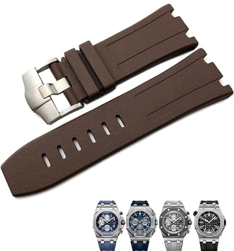 hoosouk Bracelet De Montre En Caoutchouc Fluoro Souple Pour Audemars Piguet ROYAL OAK OFFSHORE Bracelet De Montre Étanche 28mm(Brwon)