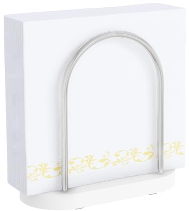 STWWO Servilletero Mesa Verticalde Soporte Servilletas Blanco, Base Madera