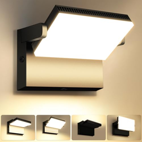 Kingwen 120W LED Wandleuchte außen,3000K,14000lm,Schwarz,360° drehbar | IP65,Aluminium und robuste PC-Abdeckung;Außenlampe für Hauswand,Einfahrt,Garage,Hof,Terrasse und Lagerhalle