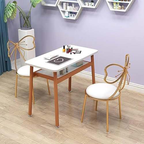 Modern Art Nail Tech Workstation mit offenem Regal, professioneller Maniküretisch für Schönheitssalon, Spa, Holz-Make-up-Schreibtisch für Nagelkünstler, inklusive Nageltisch und Stuhl-Kombination,