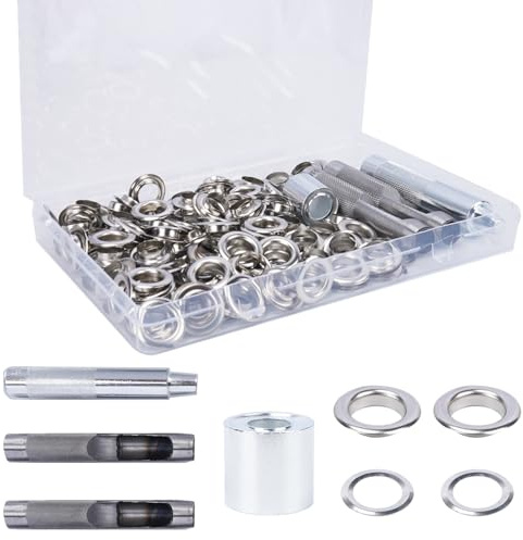 FOGAWA 140 Sets (280pcs) Ösen Werkzeug Kit 12mm Ösen Set Metallösen Kupfer Ösen Scheiben Planenösen Grommet Ösen mit Werkzeugset für Leder, Zelte, Markisen, Schuhe