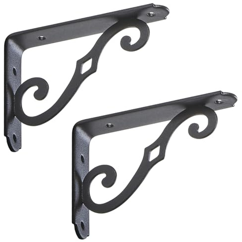 SOTECH 2 Stück Regalkonsolen BLACKLINE II 12,5 x 9 x 2,5 cm schwarz | Tragkraft bis zu 30 kg / Paar Wandkonsole