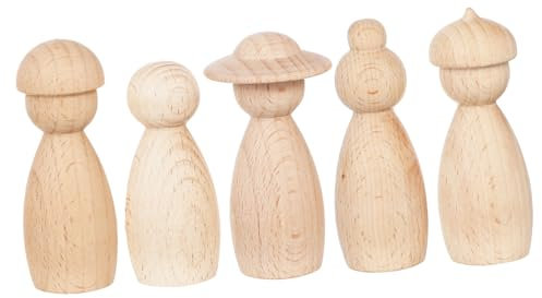 RORPOIR 5pcs Diy Building Block Doll Wooden Puppets for Christmas Craft Decorations Painting Puppet Adorns