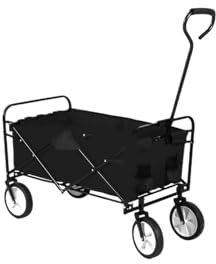 RVIFY Handwagen Klappbarer Gartenwagen, zusammenklappbarer handlicher Wagen mit 360-Grad-Schwenkrädern und verstellbarem Griff Leichte Transportkarre