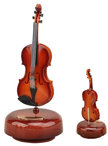 Musikinstrument Dekorationen,Spieldose Violine,Keine Batterien Erforderlich | Miniatur-Violinmodelle, Spieldose Geige Mit Drehbarem Sockel,Für Dekoration Von Büros, Schreibtischen, Weihnachtsgeschenken