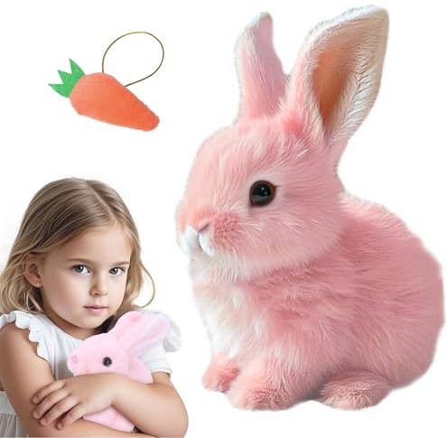 RichRabbit Bunby - Easter My Realistic Bunny Toy, Interactive Bunny Realistic Bunny - Jumping, Twitching, and Shaking Ears, Realistic Bunny Toys(Pink)