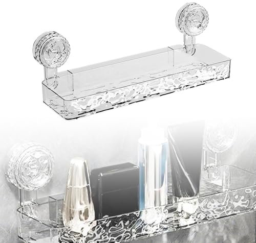 laocaf Beweglicher Duschablage Saugnapf, Neue Badezimmer Ablage Ohne Bohren, 10 kg Belastbar, Entleerbarer Boden, Für Badezimmer und Küchen (Weiß)