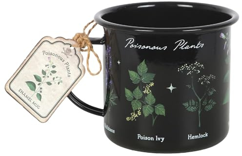 Poisonous Plants Enamel Mug – Gothic Nature-Inspired Design with Hemlock, Foxglove & Nightshade – 500ml Capacity, Durable & Stylish – Perfect for Gothic & Nature Lovers