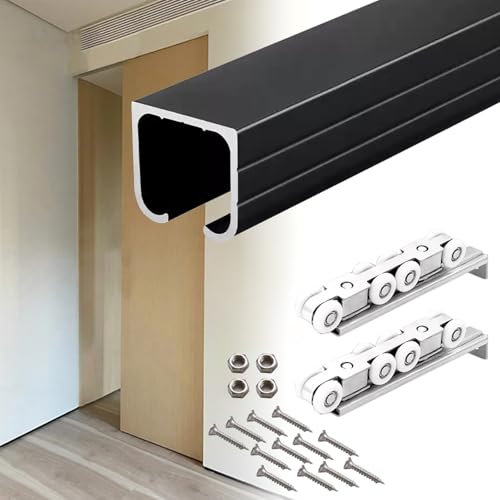 Aluminum Sliding Door Kit - Pocket & Barn Door Hardware Track for Single/Double Doors, Includes Installation Kit for Smooth Sliding Operation