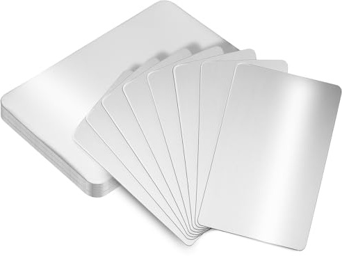 10 Stück Metall Visitenkarte, Gravierte Visitenkarte Edelstahl Rohlinge Namenskarte Lasergravierte Visitenkarten Lasergravierte Glatte Karten für DIY Laserdruck Gravur 8.6x5.4cm 0.5mm dick