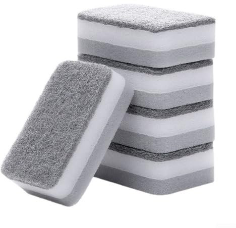 Dishwashing Sponge, Reusable Kitchen Scouring Pad, Set of 5 Efficient and Convenient Cleaning (White)