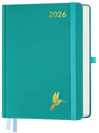 FEKSINO Kalender 2026 Tagesplaner A5 1 Tag 1 Seite - Tageskalender 2026 Hardcover,Terminplaner & Buchekalender 2026, 100 GSM Papier für Arbeit Studium Alltag - Blau