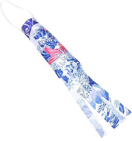 Toyvian Japanese Carp Windsock Koinobori Outdoor Hanging Garden Decoration 50cm Fish Flag for Sushi Restaurant Patio Party Decor