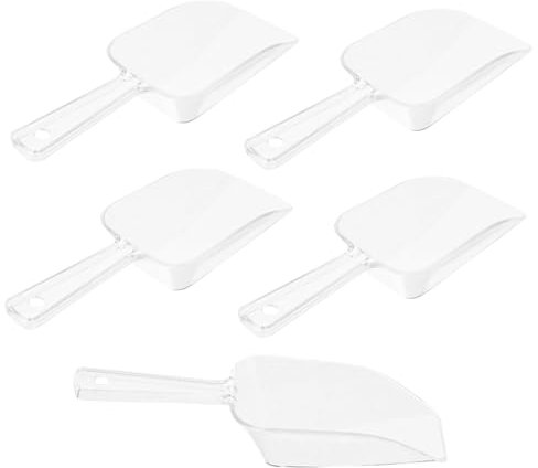 Cabilock 5pièces Lot de Mini Pelles à Glace Plastique Transparent Cuillères Légères pour Buffet Mariage Bonbons Crème Glacée Et Poudre Protéinée