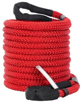 Cuerda Remolque Coche Correa para Remolcar Cuerda de remolque de nailon resistente, doble trenzado, cuerda de energía cinética con bucles y fundas protectoras para camión, ATV, UTV(21970lbs red)