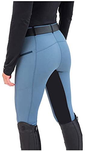 Generiska ridbyxor dam, hög midja, helsits, leggings, byxor, slim fit, ridleggings, ridsport, hästträning, stretch, bekväma tygbyxor, utomhus, skinny, sportbyxor med dragkedja, bälteslingor, blå, M