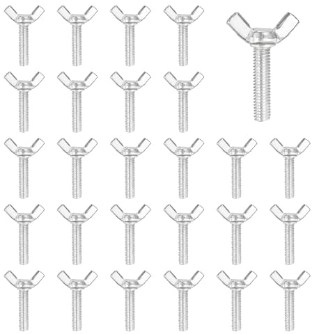 sourcing map Lot de 40 boulons papillon M6 x 25 mm en acier carbone plaqué zinc pour maison, machine, équipement électronique