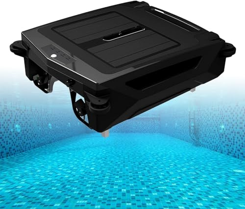 Skimmer robótico automático para piscina, alimentado por energía solar con 2 modos de limpieza y prevención de obstáculos, batería de 5 horas y carga dual para todas las piscinas