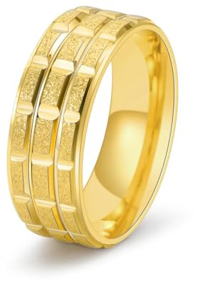 fycouyee Personlighet man blomma smärgel ring prydnad guld matt punk ring, 9