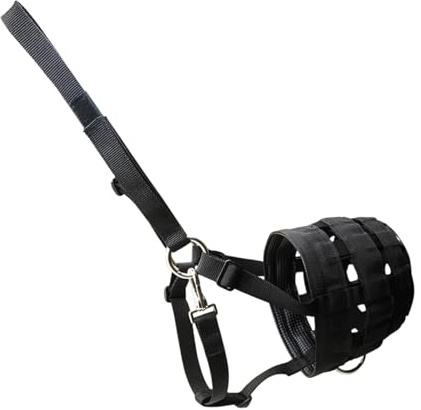 AMISENK Bozal de pastoreo ventilado con protector bucal para cabestros de caballo con malla mejorada, cómoda cubierta de boca de caballo